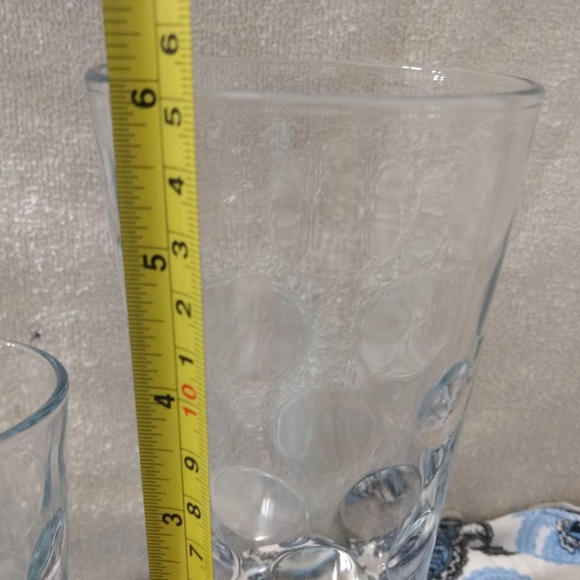 Pasabahce Tall Tumblers 6” Tall Optic Circles Dots 16oz Set Of Two - Picture 7 of 8